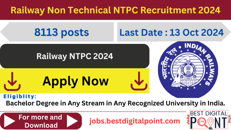 Railway Non Technical NTPC Recruitment 2024